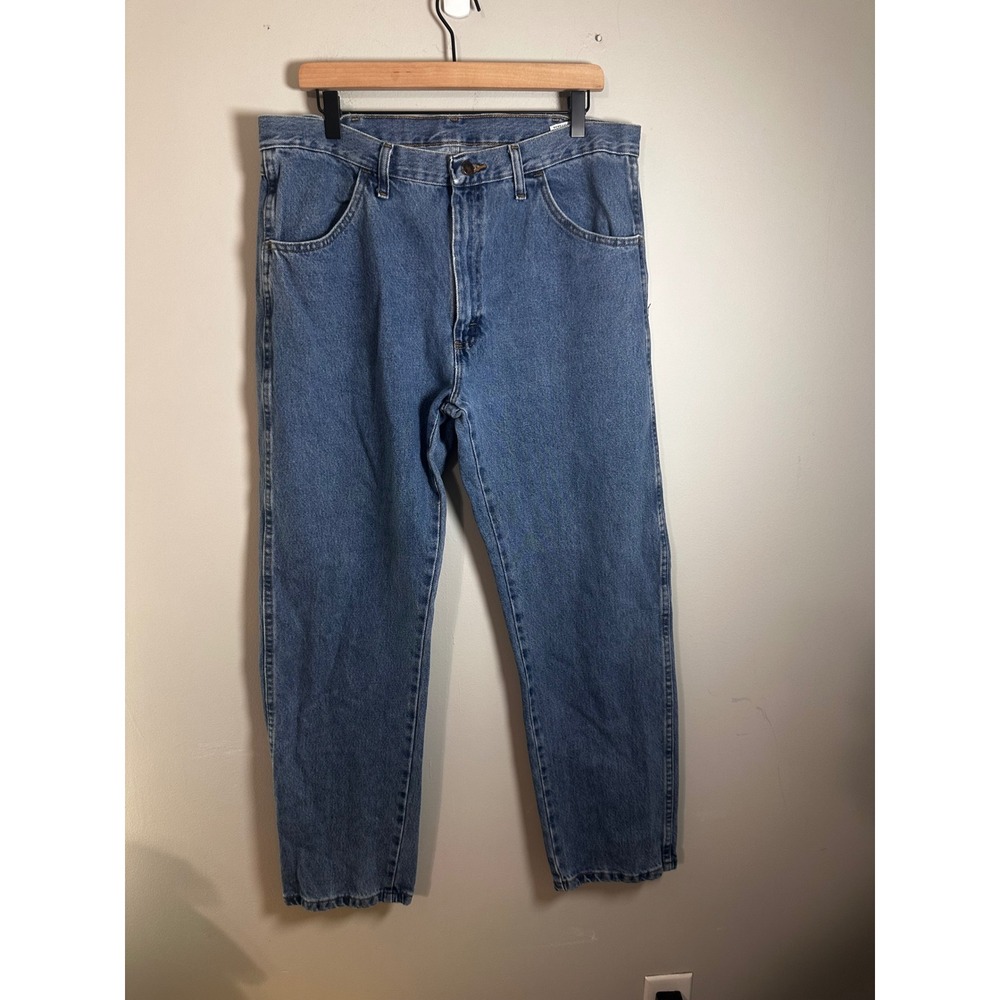 Rustler Mens Regular Fit Straight Leg Medium Wash Blue Denim Jeans 36x30 A002